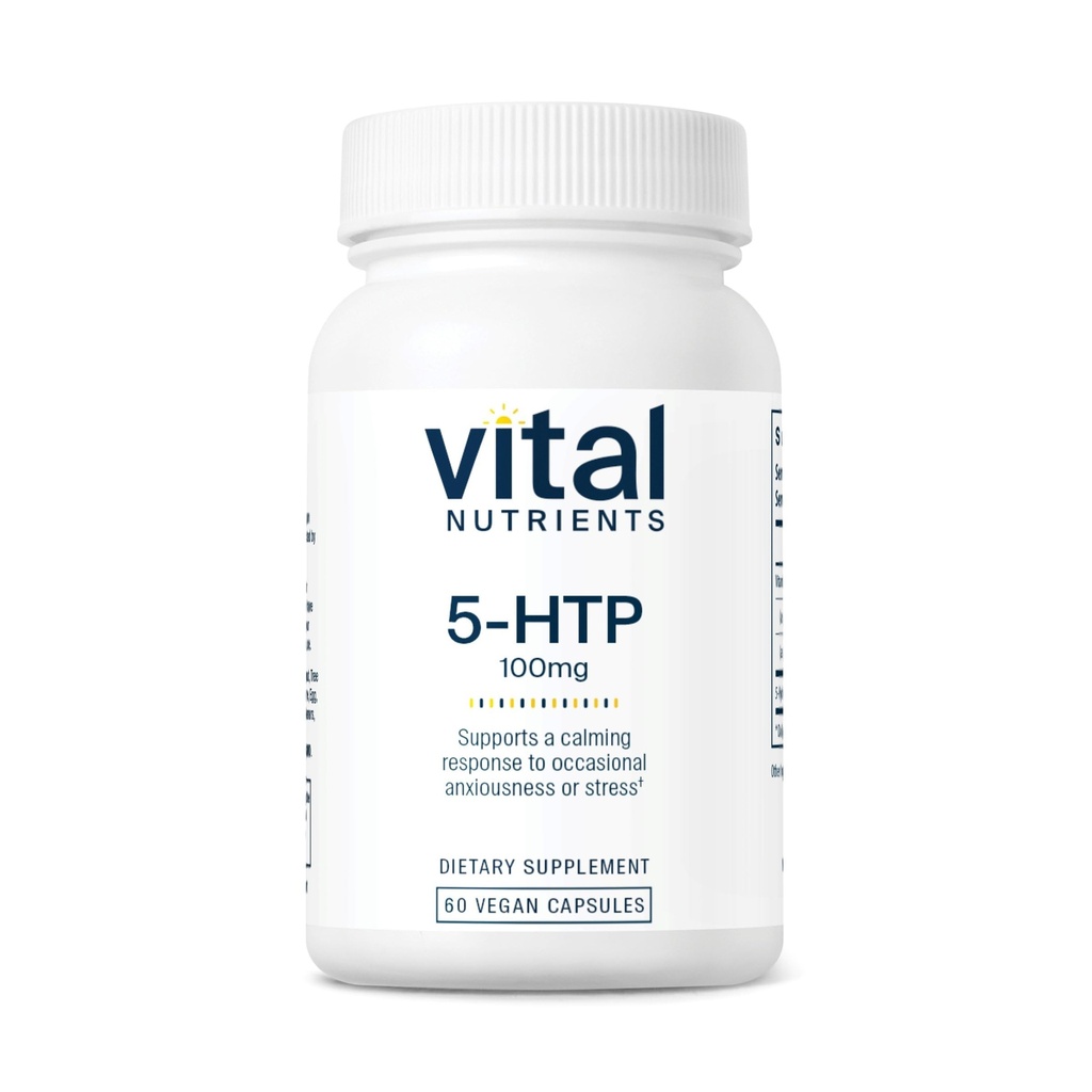 维他命营养素 5-HTP 100mg (5-羟基ptophan) | Vegan Serotonin 支持补充 * | 睡眠与压力支持 | 5HTP和维生素 B6 | Gluten,乳品,Soy Free | Non-GMO | 60 Capsules