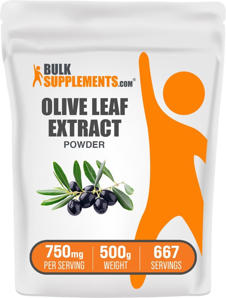 Bulk Assupports.com 橄榄叶提取粉末 - 草药补充剂 抗氧化剂来源 橄榄叶粉末 - 不含Gluten,每服750mg,500g(1.1磅)(包1)