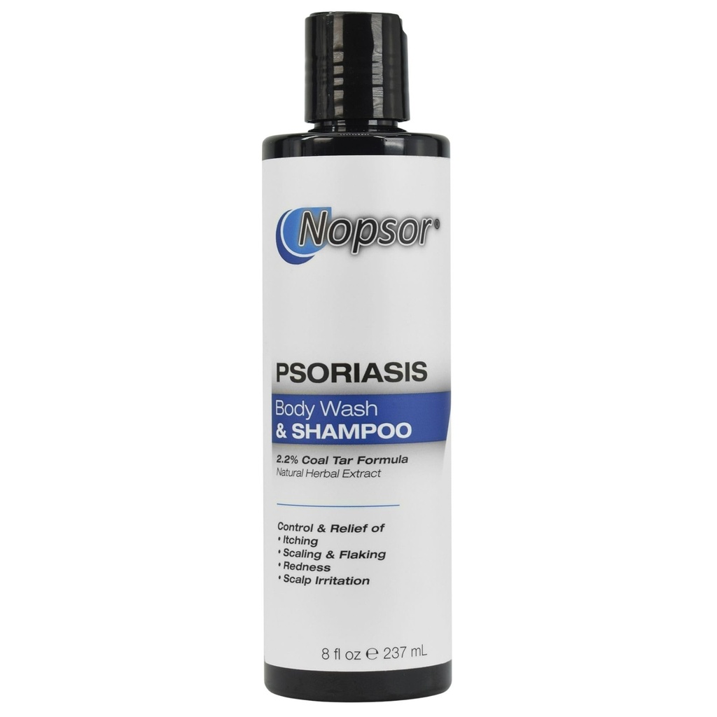 Psoriasis BODY WASH AND SHAMPOO - 8 Oz - Aloe Vera - 2.2% Coal Tar Calms Skin While Softening Scales and Plaques - Salicylic Acid Exfoliates Scalp.