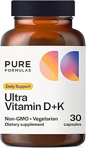 维生素D3 K2 维生素5000 IU - VIT D3 K2 钙吸收,骨强,心血管和免疫功能支持,无豆,非GMO 30 维基百科
