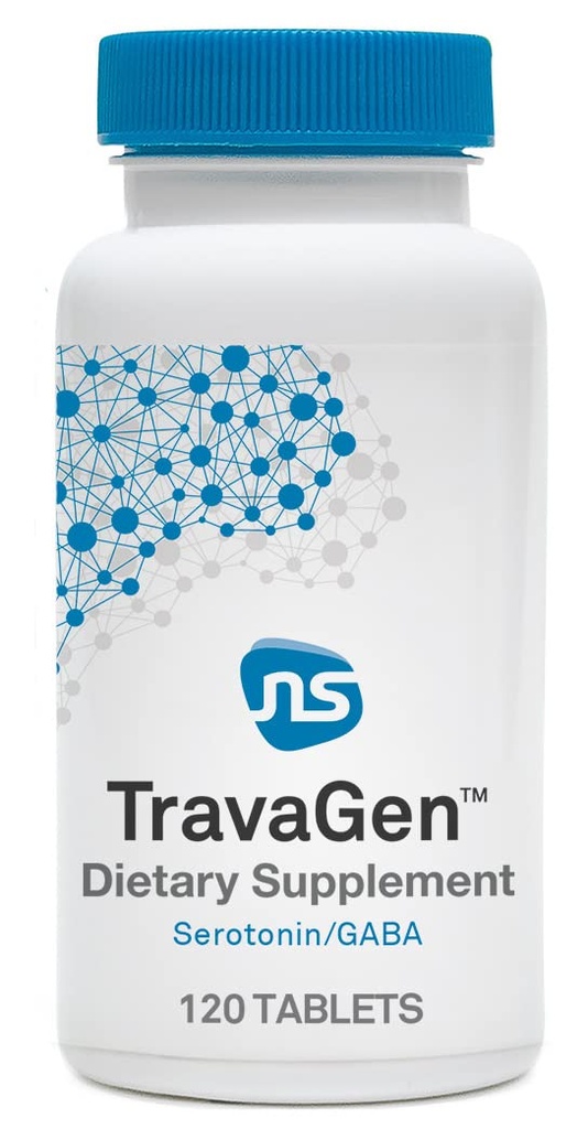 Neuroscience TravaGen - Emotional Support and Stress Relief Supplement with L-Tryptophan, L-Theanine, and B Vitamins - Supports Serotonin, GABA Balance, and Sleep Quality (120 ct)