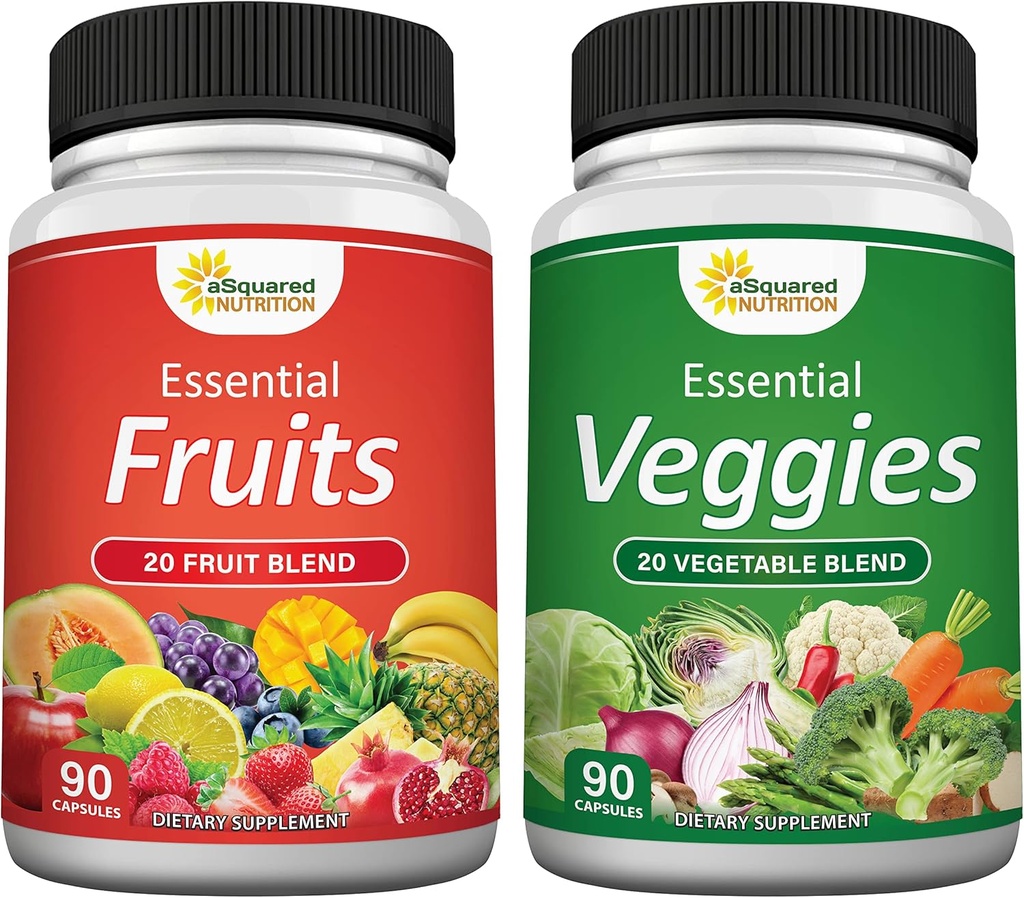 a/ 营养水果和蔬菜补充剂 - 90 Veggie & 90 Fruces Capules - 超食品蔬菜绿素维生素药丸 - 天然超食品替代药粉和古米