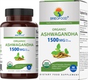Brieofood Organic Ashwagandha 1500mg, 45 Servings, Vegetarian, Gluten Free, 90 Vegetarian Tablets