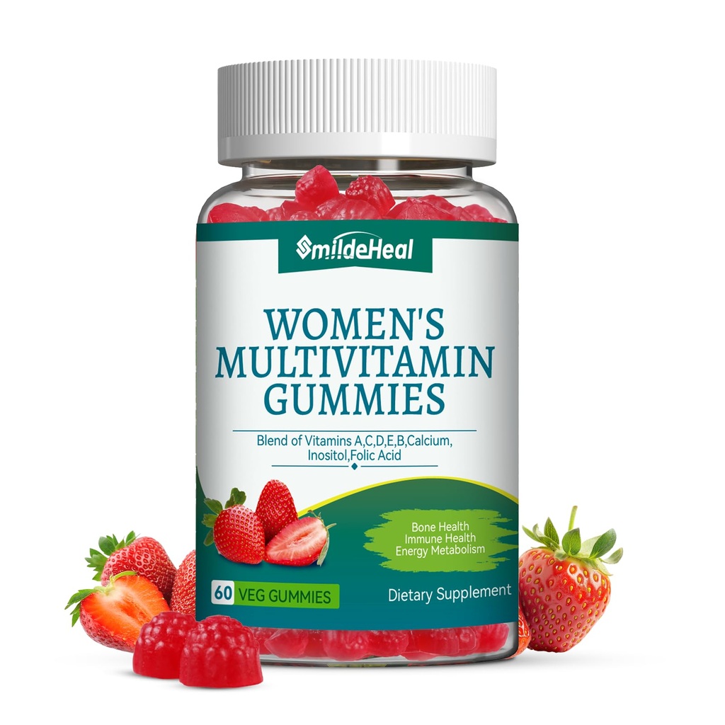 Women's Multivitamin Gummies, Vitamins A, C, D3, E, K, B12, Calcium, Biotin, Folic Acid, Inositol, Multivitamin for Women for Daily Nutritional Support, 30 Day Supply - 60 Count