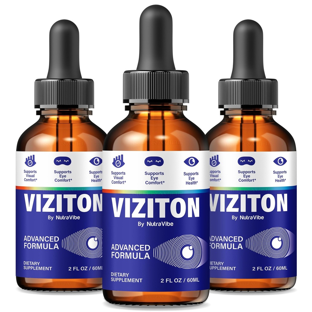 (3 Pack) Viziton Drops – Premium Eye Supplement with Natural Ingredients | Sublingual Nano Liquid Formula for Clear Vision, Healthy Eyes & Comfort | Official Review, Easy-to-Use Dropper (90 Servings)