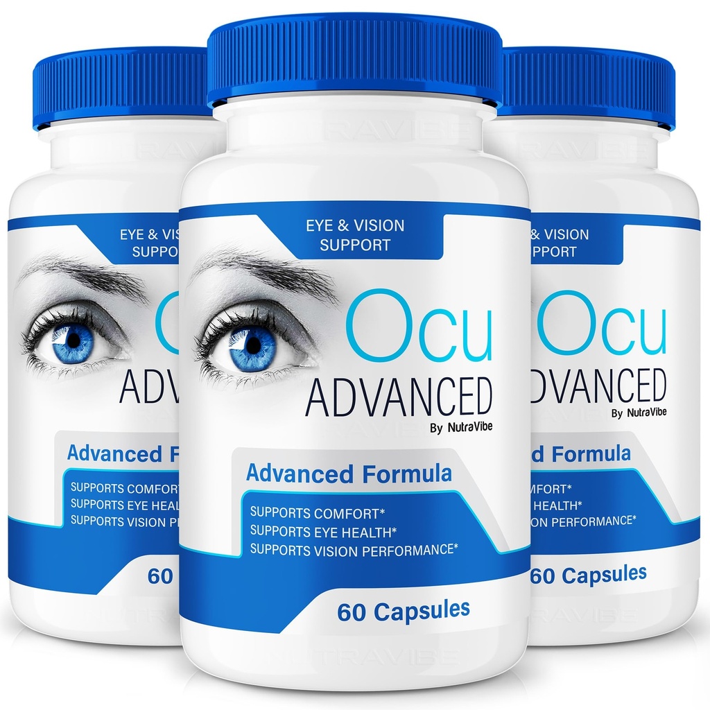 (3 Pack) Ocu Advanced Capsules – Advanced Eye Health & Vision Support Supplement | Natural Formula for Bright, Clear Eyes & Daily Eye Wellness | Easy-to-Take Pills, Non-Habit Forming (180 Capsules)
