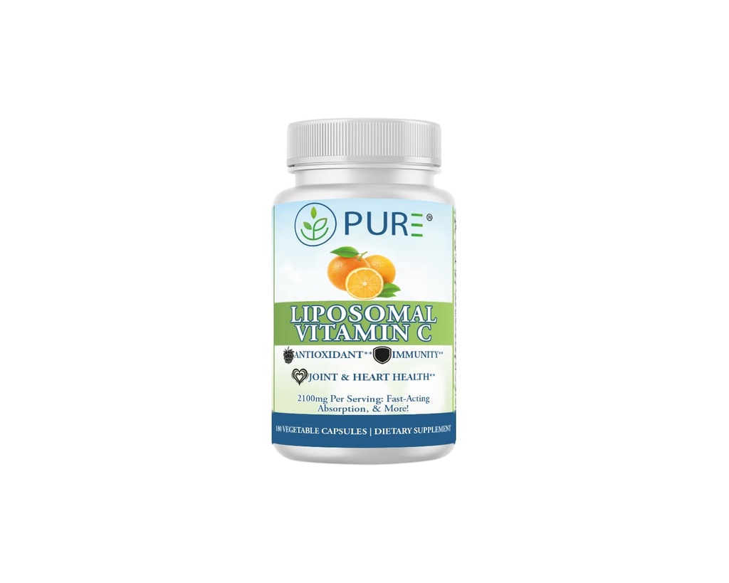 PURE Liposomal 维生素 C C 卡普苏尔, 2100mg, 葵花莱辛, 180 卡普苏尔, 60天供应, Premium Wellness 补编