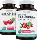有机Cranberry药丸 & Tart Cherry - 清洁和清洁的药丸 - 尿液Tract & Uric酸支持 - 有机Cranberry药丸 - 50:1 集中和有机Tart Cherry Capsules - 4:1 摘录