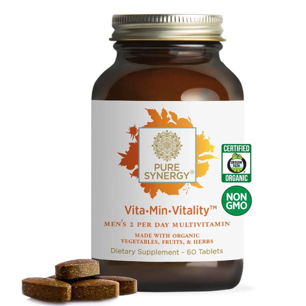 PRE SYNERGY Vita – MIN –Vitity – 男子自然多维特敏 – 男子日报多维特敏 – 有机全食 – 用于能源、压力和免疫支持(60块)