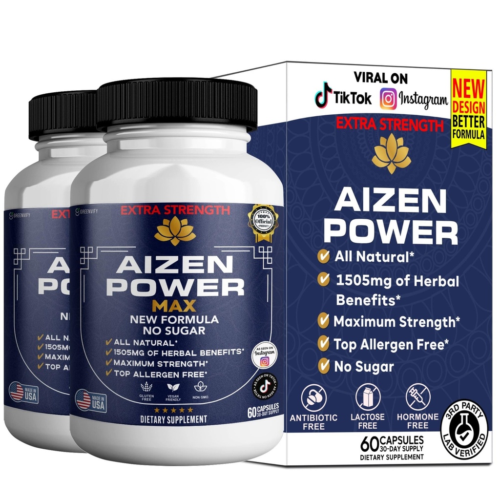 Aizen Power Max Extra Strength Maca Root Complex, Organic Blend, 60 Capsules, Sugar-Free, Vegan, Gluten-Free (2)