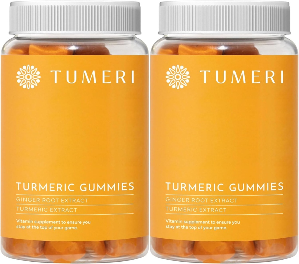 Tumeri Turmeric和Ginger Gummys – Turmeric Curcumin 联合支助补编 - 60 Counter Natural Tropical Frueled Vegan Gummys - 包2
