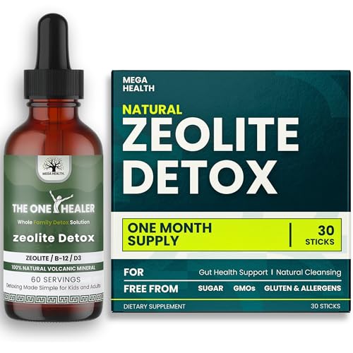 The one healer zeolite & Natural zeolite detox sticks - Zeolite Detox Cleanse with Vitamin B12 & D3 for Families | Simple Parasite Cleanse & Liver Detox Support for Humans | Vegan, Non‑GMO