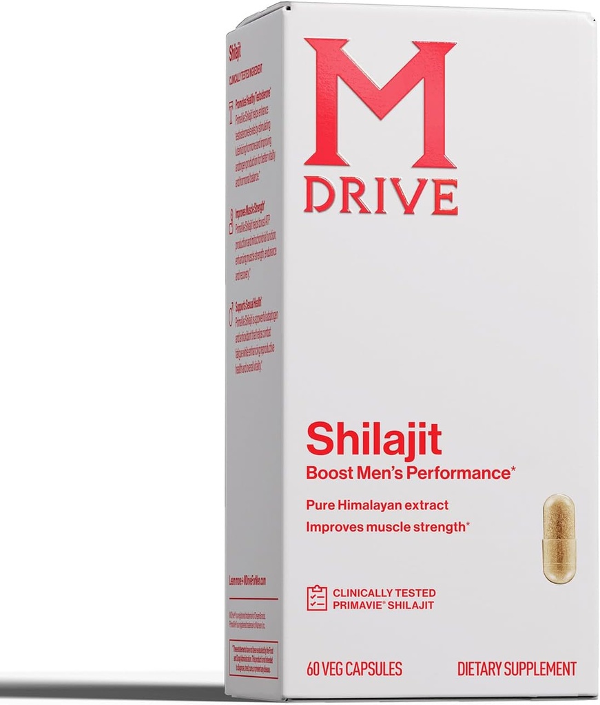 Mdrive Shilajit Capsules for Men 30 高纯度PrimaVie Shilajit 能源促进和免疫支持,60 Shilajit Capsules