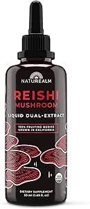 Natharm Reishi蘑菇液体叮当补充剂 — 促进平静、免疫支持和睡眠援助、Vegan、Non-GMO — 有机水果机构,1个月供应