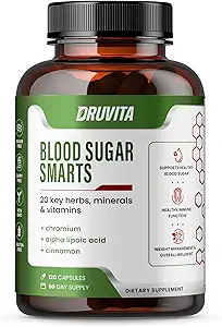 血糖智能 - 20种主要草药、矿物和维生素 - 有铬、Alpha Lipoic Acid、Cinnamon和Bitter Melon, 供男性使用 -- -- 非GMO天然120 Capsules 60天供应