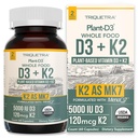 有机工厂 D3 + K2 + 5000 iu D3 + 120 mcg K2 成为全程 MK7 从 MenaQ7 → 100% 全程食品, Raw & Vegan → 与 Prebiotic & Superfood Complex → D3 从有机藻类(60 Counter)的强化消化