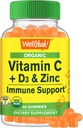 有机维生素C + D3 + 锌类固醇-Immune booting,抗氧化剂-Rich,以及骨质健康支持,USDA有机,Vegan,以及Non-GMO - Gluten-Free, Nut-Free Gummy - 60 Counter