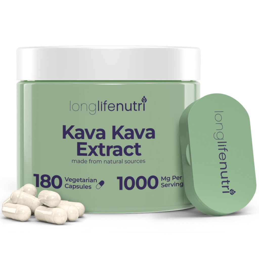 Kava Kava 抽取补充1000mg 天然草药 高水平的Piper Methysticum 和 Kavalactones 180 植物科植物