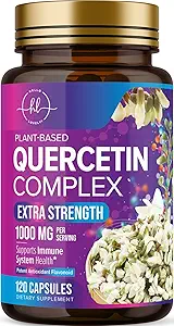 Quercetin 补充1000mg - 天然的,基于植物的对免疫,细胞,呼吸和季节变化的支持 - 来自Sophora Japonica的超强的Quercetin 二水合物 - 120 Veggie Capsules