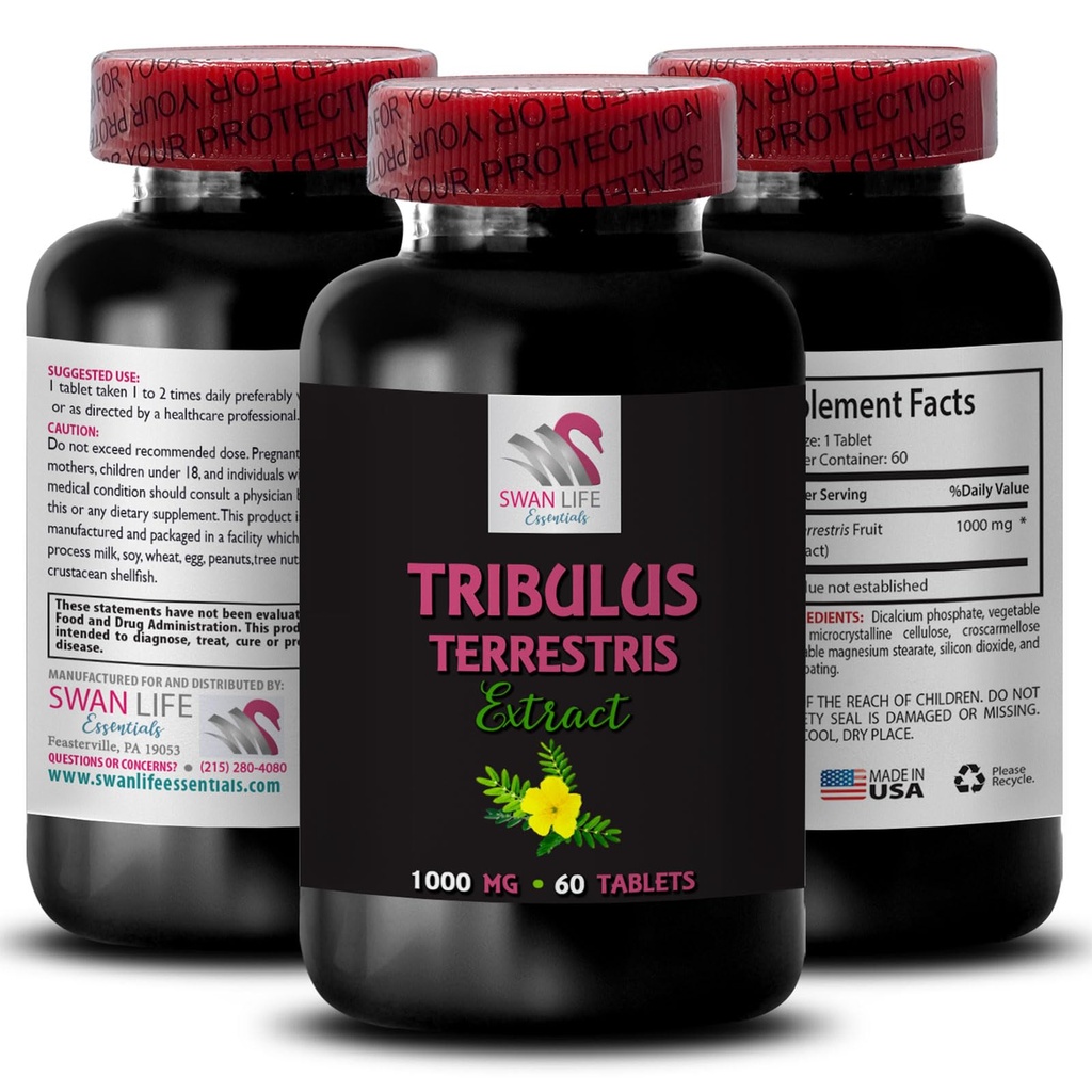 Pure Energy Support - TRIBULUS TERRESTRIS EXTRACTS - Strength Boost, Energy Source, Physical Power Booster, Athletic Support, Daily Energy Boost, Plant-Based Strength, Nature’s Power 1 Bottle 60 Tabs