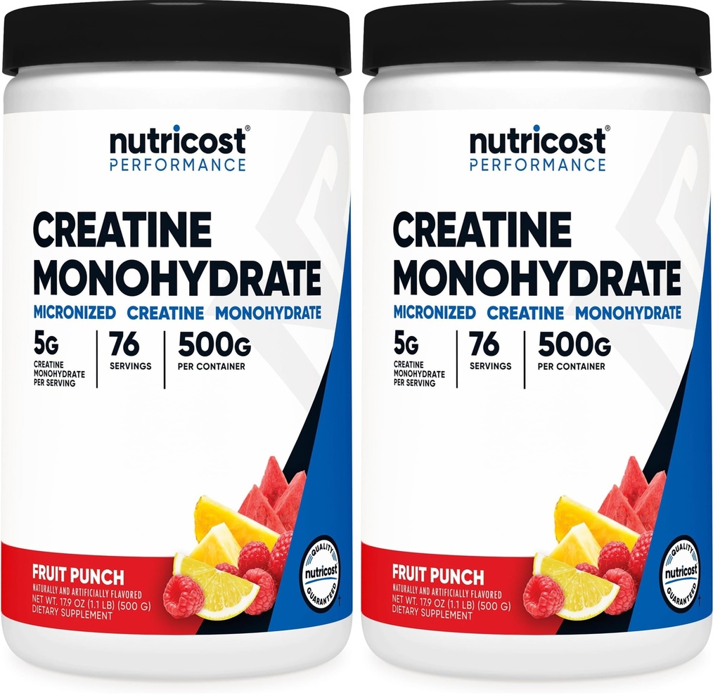 Nutricost Creatine Monohydrate Powder (Fruit Punch, 500 Gram) (Pack of 2)