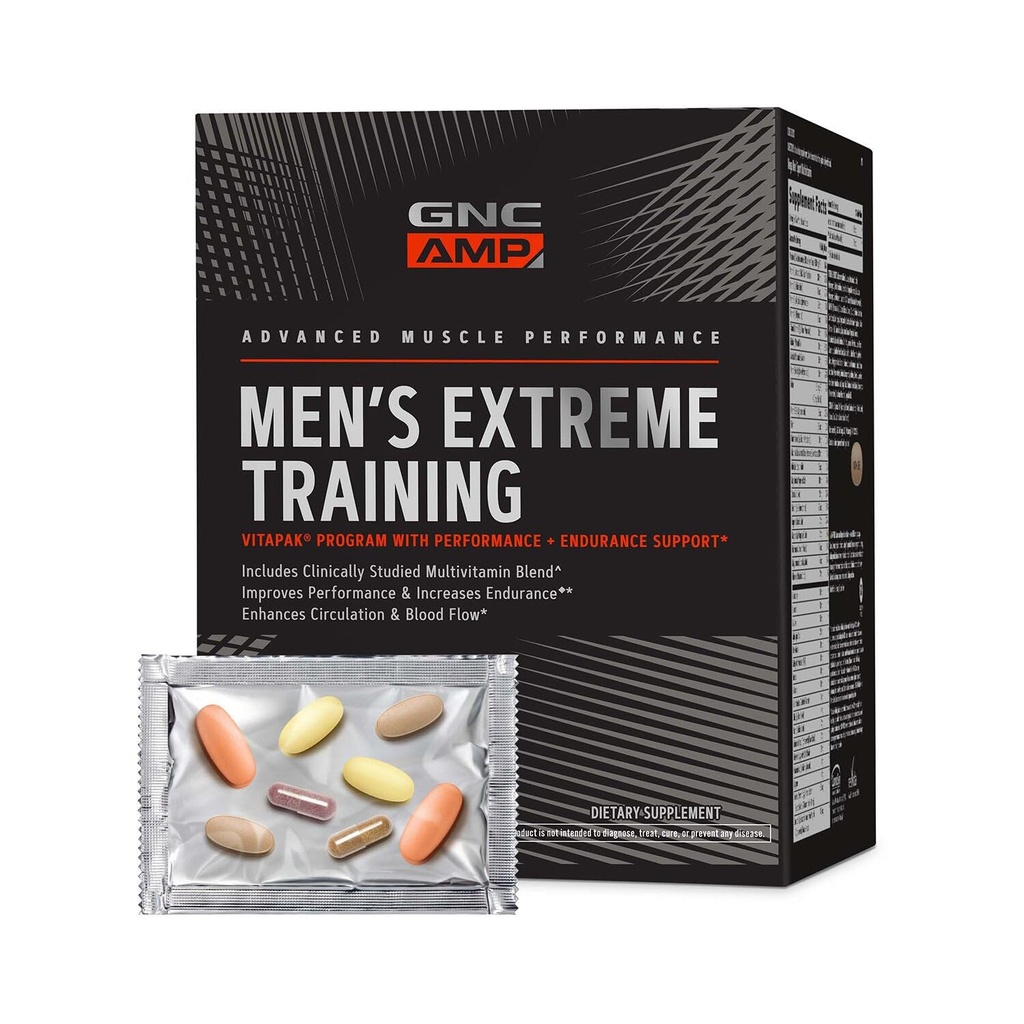 GNC AMP 男子极端培训 Vitapak 方案, 1 中的5种产品, 性能和耐力的方便维生素包, 成人多维特敏, 证明的原料, 咖啡因, Nitric Oxide, 30天供应
