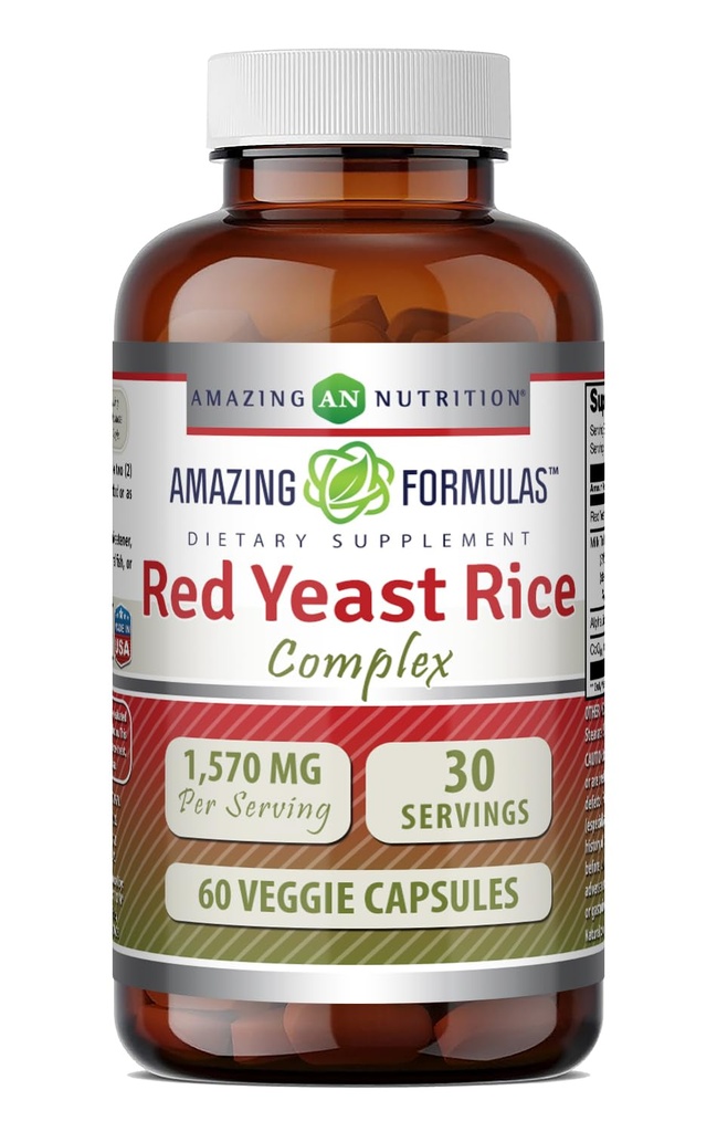 Amazing Formulas Red Yeast Rice Complex with CoQ10, Alpha Lipoic Acid & Milk Thistle Supplement |1570 Mg | 60 Veggie Capsules | Non-GMO | Gluten Free | Made in USA