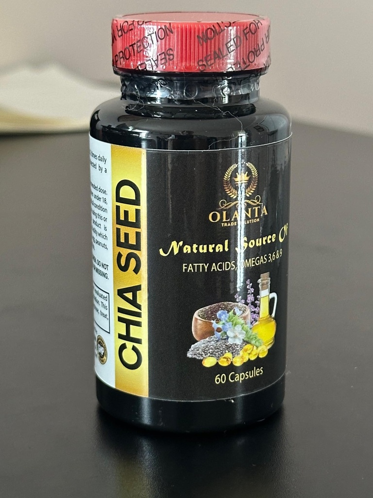 CHIA Seed Extract Oil - Plant-Based Chia Seeds Omegas 3 Protein, Pure Chia Seed Oil, Essential Fatty Acids, chia Seeds, chia Seed Supplement - 1 Bottle 60 Capsules