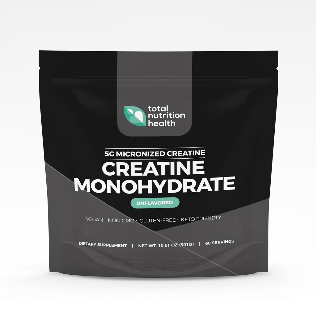 Creatine Monohydrate – 5g Micronized Creatine Monohydrate Powder – Vitamin D and Black Pepper Extract – Unflavored Pre-Workout with Creatine for Energy, Muscle Performance