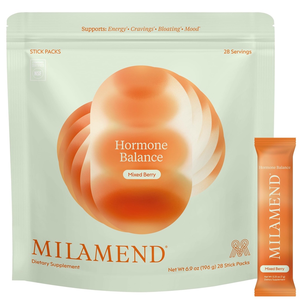 milamend 14-in-1 Multi-Nutrient Drink Mix — Daily Women's Wellness Routine with 40:1 Myo-Inositol, D-Chiro Inositol, Folate, CoQ10, B6, Amino Acids — Mixed Berry Powder, 28 Stick Packs