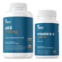 Dr. Tobias AKG Supplement & Vitamin D3 - Optimize Cellular Energy & Bone Health with High-Potency Vitamin D & Bioavailable AKG, Non-GMO