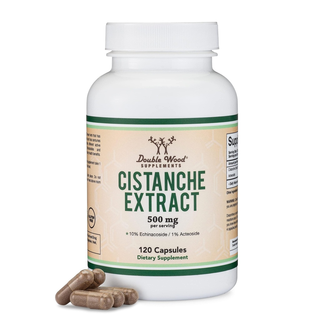 Cistanche Tubulosa 提取 每人500mg Service(120 Capsules) Cistanche Testosterone Supplement for Men (标准为包含 Echinacosides 和 Acteosides) 由双木制作