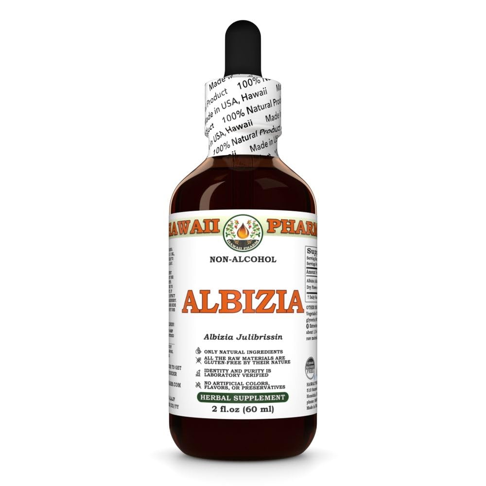 Hawaii Pharm Albizia Alcohol-Free Extract, Glycerite for Mood Balance, Promotes Calm, Supports Emotional Well-Being, Eases Sleep Troubles, Encourages Relaxation - 2 fl.oz
