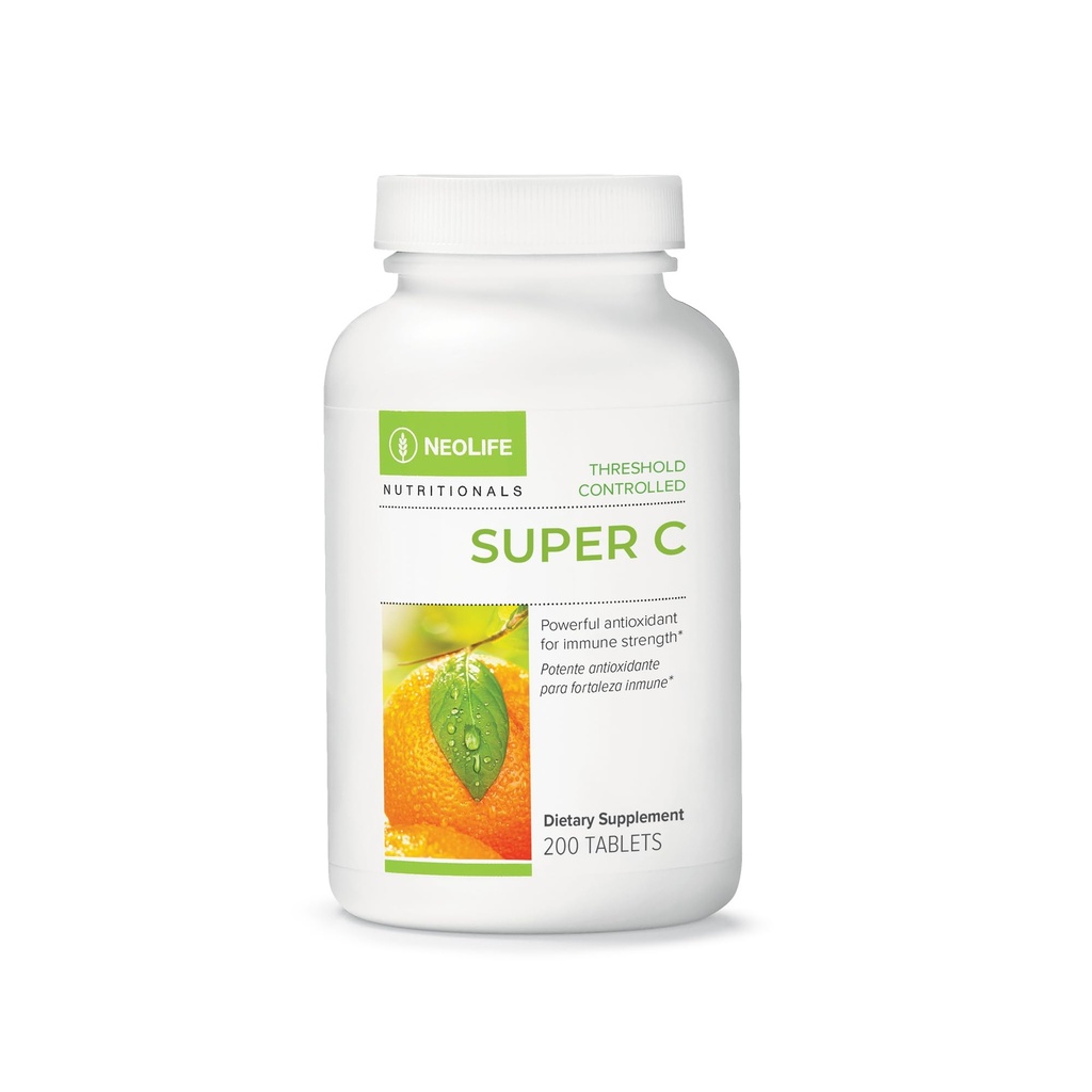 NeoLife Super C - Plant Based Extracts, 430mg Vitamin C Supplement with Rutin, Hesperidin, Lemon Bioflavonoids, Tablet Supplements, Orange Juice Powder & Acerola Cherries - 200 Tablets