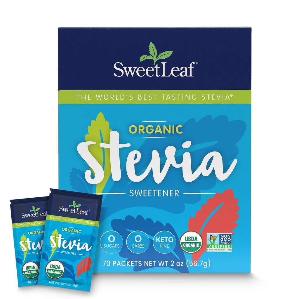 SweetLeaf Organization Stevia Powder Packets - Zero Calorie Sweetener with Stevia Leaf Extract, no 人工甜甜甜品Additive,无糖, Keto Friendly, 非转基因生物, Gluten Free - 70 Packets (Pack of 1) (中文(简体) ).