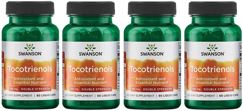 Swanson 双强 Tocotrienols - 抗氧化剂 - (60 液体盖,每袋100毫克) 4 Pack