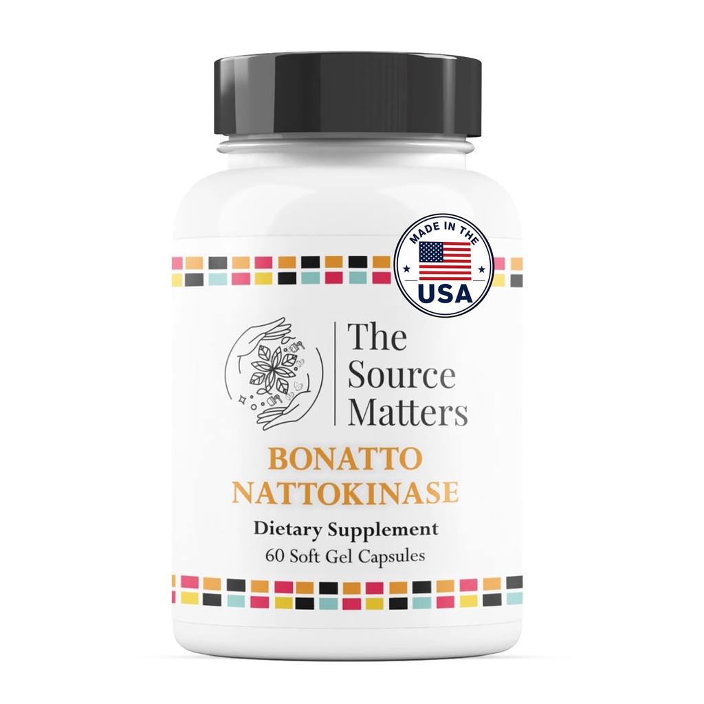 Bonatto Nattokinase Dietary Supplement | Healthy Circulatory and Cardiovascular Functions | Supports Blood Flow, Pressure, and Fibrin Balance (60 Soft Gel Capsules)