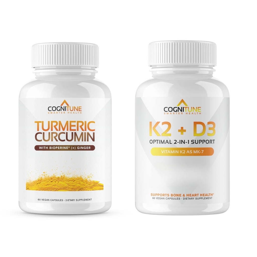 Cognitune Immune & Cardio血管支持包 - 维生素D3 5000IU + 维生素K2 配Turmeric Curcumin & Ginger