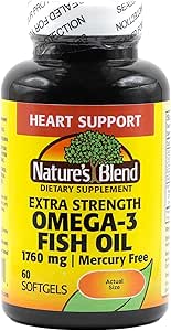 自然综合鱼类油 1760 mg Omega 3 额外力量 - 60 软胶