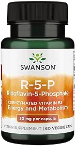 Swanson R-5-P (Riboflavin-5-Phosphate) - 维生素B2 补充促进能源,代谢和远景健康 - 自然健康公式 - (60 Capsules)