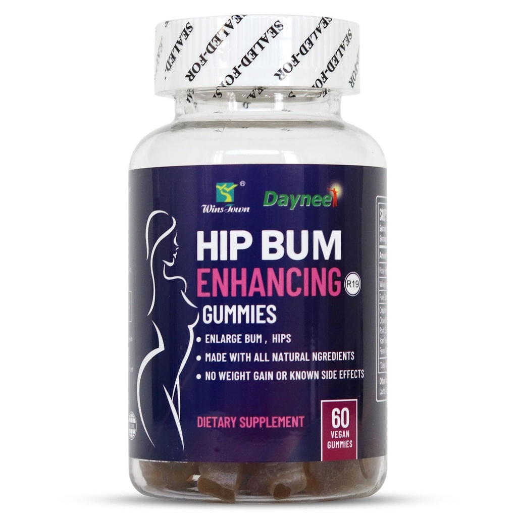 Hips & Butt Enhancement Gummies, Vegan, 60 Ct | Buttocks Multivitamins for Women, Support Gluteal Muscles Tone, No Weight Gain, Feminine Silhouette