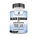 美国标准补编 Black Cohosh 1300mg 配黑椒果汁 - Vegan, Gluten Free, Non-GMO, 90 Capsules, 45 配药