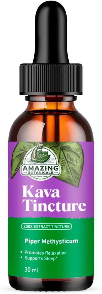 Kava Kava Tincture – 天然冷静和放松的草药提取法 – 70% Kavalactones 提取丁香高概率混合剂 – Premium 液体补充剂 – 30ml(1oz)