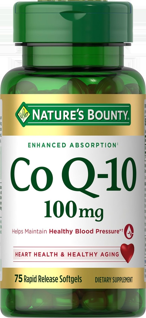 (原始内容存档于2019-09-21) (英语). Nature's Bounty CoQ10, 帮助保持健康血压, 100 mg, 快速释放软胶, 75 Count