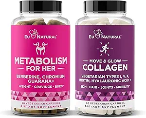 Eu 自然代谢为她和移动 & Glow Collagen Bundle - 支持代谢和皮肤与联合健康
