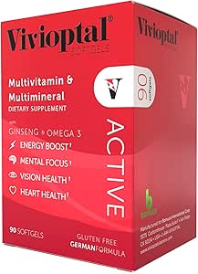 紫外活性,90软胶,Ginseng & Omega 3,多维塔明 & 多米内拉尔, Gluten Free, German Formula