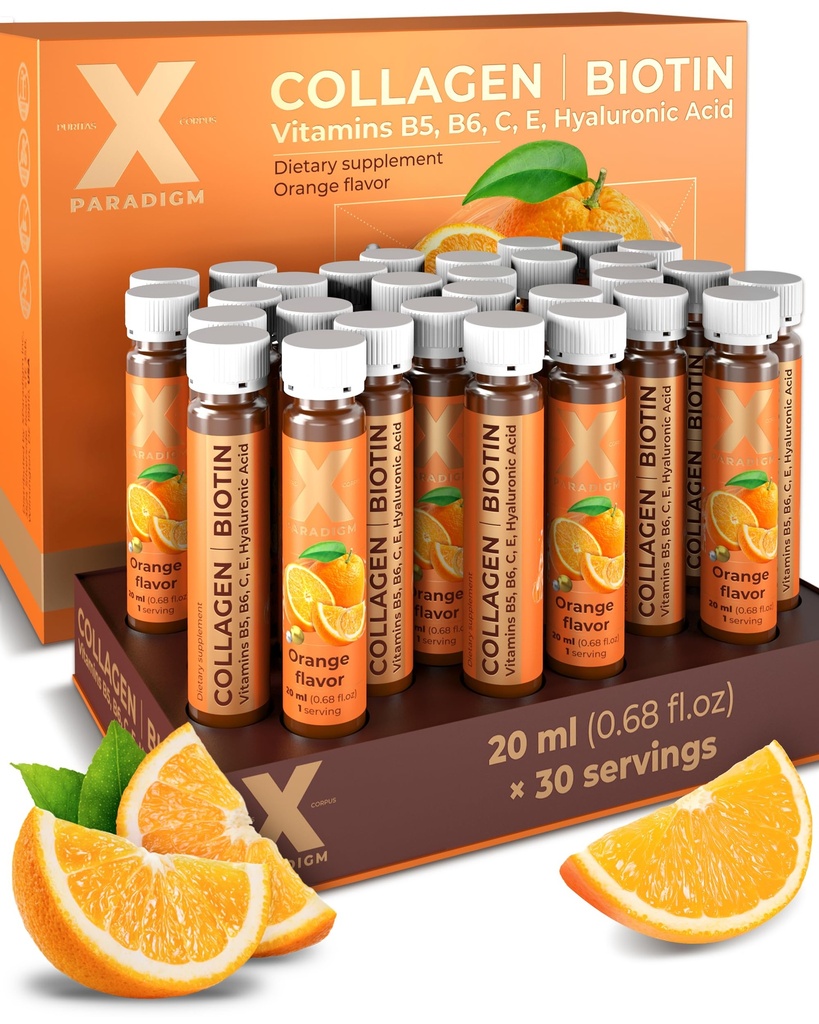 Liquid Collagen Peptides with Biotin & Hyaluronic Acid - 3000mg Hydrolyzed Collagen Type 1 and 3, Biotin 10000mcg, Vitamins B5, B6, C & E - Liquid Collagen Shots for Women and Men