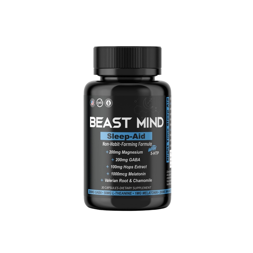 非哈比特人形成睡眠援助:重新醒悟 - 与Melatonin, GABA, Valerian Root, Chamomile, Magnes for Restful & Deep Sleep - 30 Capsules 配角