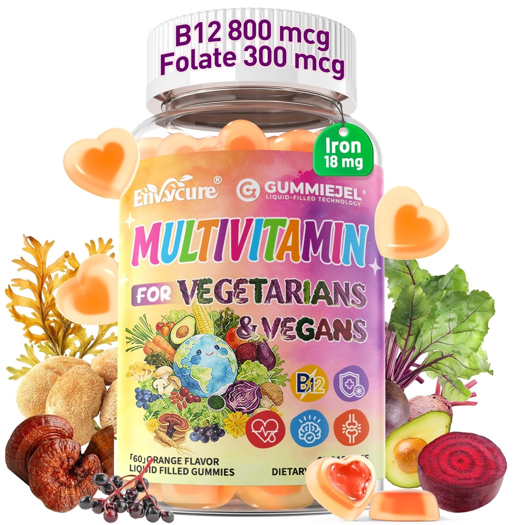 Vegan Methylated Multivitamin Gummies for Women & Men w/Iron, Zinc, Omega-3, D3K2, Methyl B12, Folate, Vegan Vitamins for Energy, Brain, Immune & Antioxidant Support for Vegans & Vegetarians 60Cts