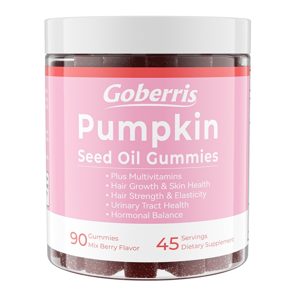 Pumpkin Seed Oil Gummies for Women, Multivitamins with Saw Palmetto, Horsetail, Support Hair Growth & Firm, Skin, Immune & Urinary Tract Health, Vegan, Sugar Free, Pectin, Mix Berry, 90